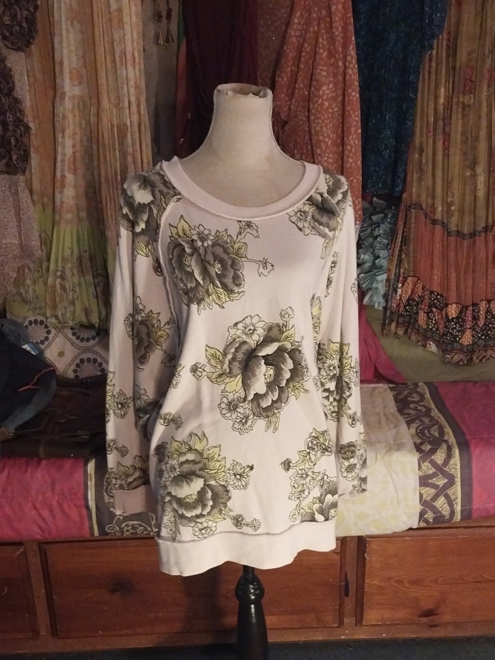 Fp Women's Pink Floral Long-Sleeve Top